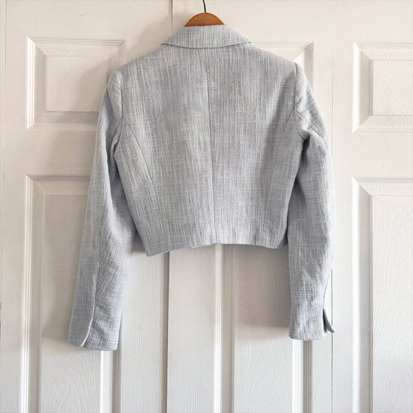 Tweed Cropped Baby Blue Structured Blazer - Picture 5 of 5